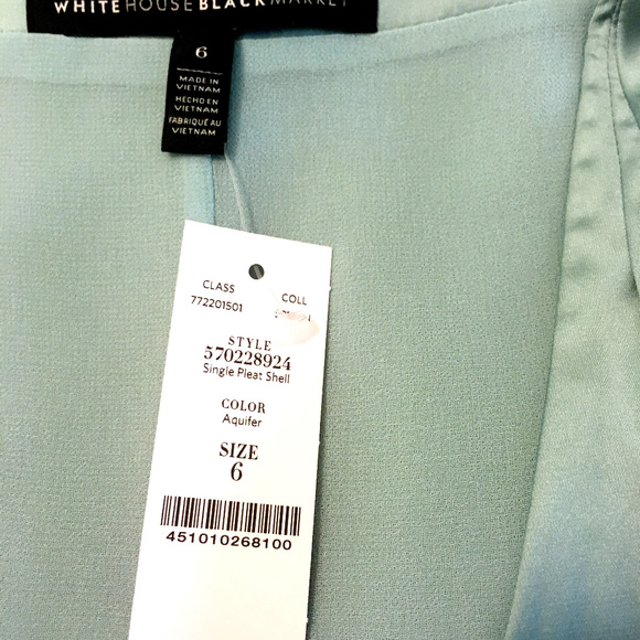 NWT WHBM Single Pleat Lined Shell, in Aquifer, s6 - Picture 5 of 7